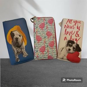 3 zip around wallets w tags